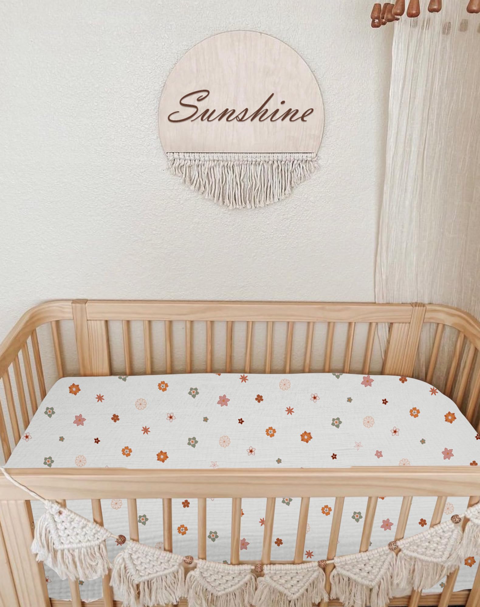 Meowcards bassinet sheet flower-b-style pairs with any decor for a calm nursery