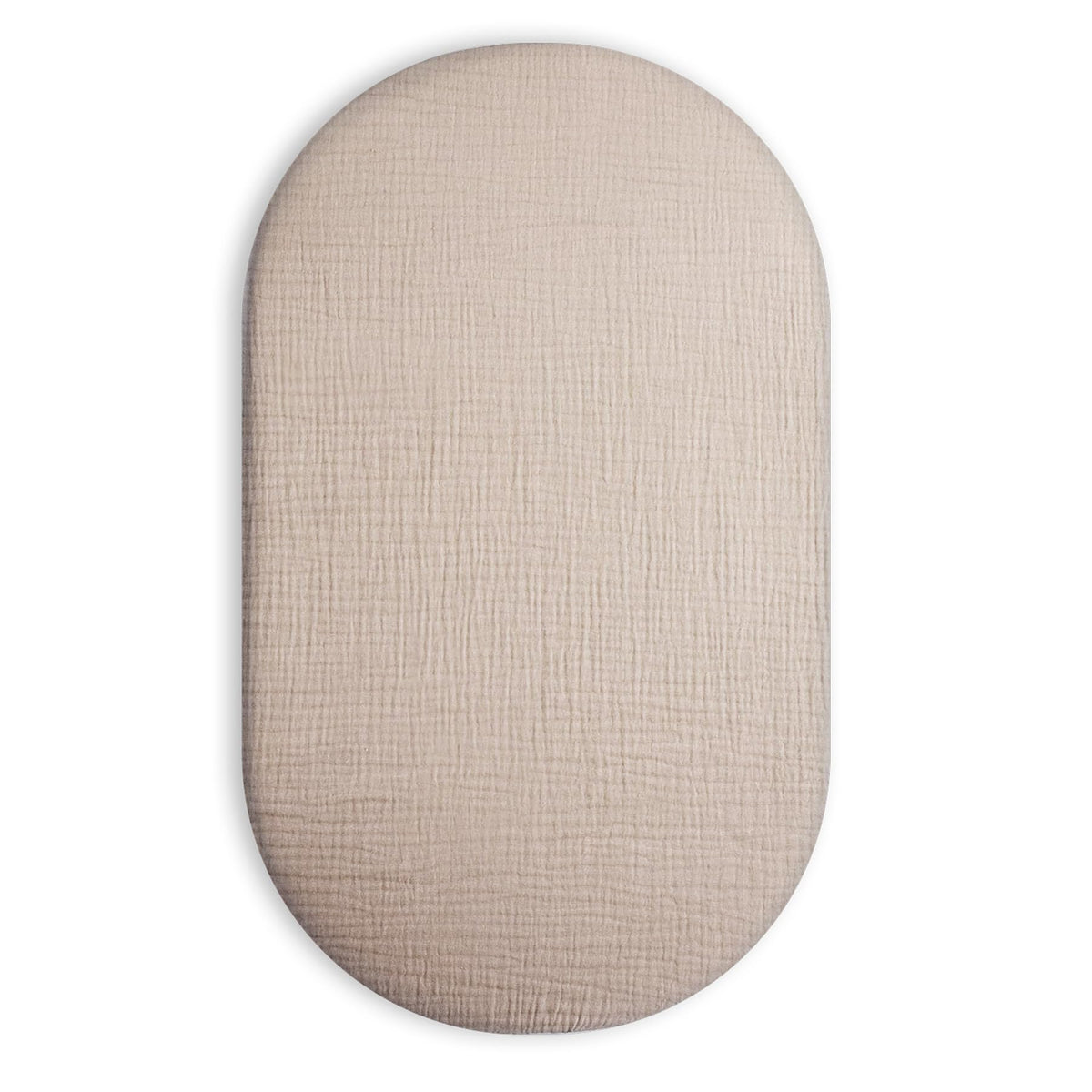 Meowcards bassinet sheet in soft beige muslin for breathable baby comfort
