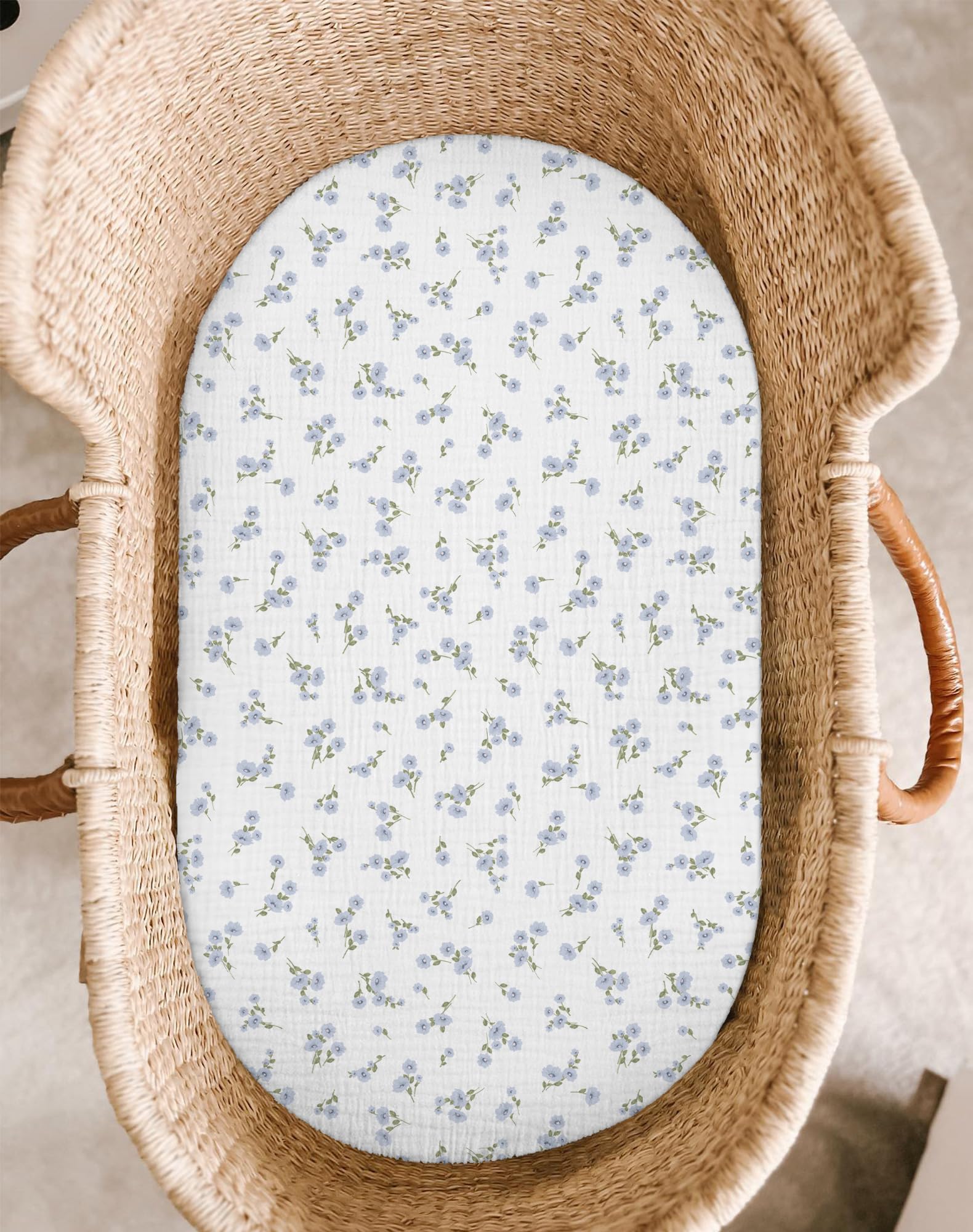 Meowcards bassinet sheets closeup of muslin weave highlighting breathable fabric for delicate skin