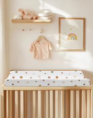 Meowcards changing pad cover 2-pack product shot shows neutral sage and flower
