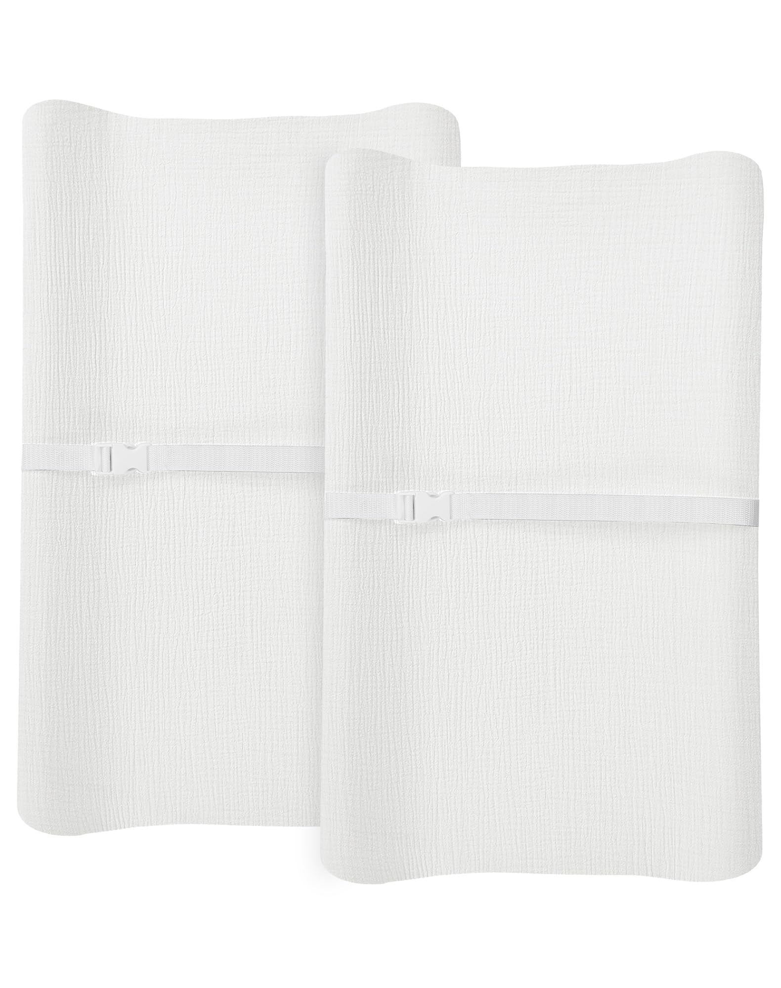 Meowcards changing pad cover in muslin white boho, breathable and gentle on baby skin.