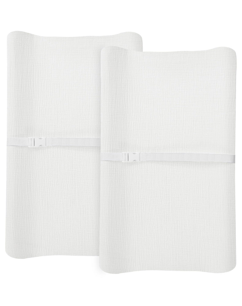 Meowcards changing pad cover in muslin white boho, breathable and gentle on baby skin.