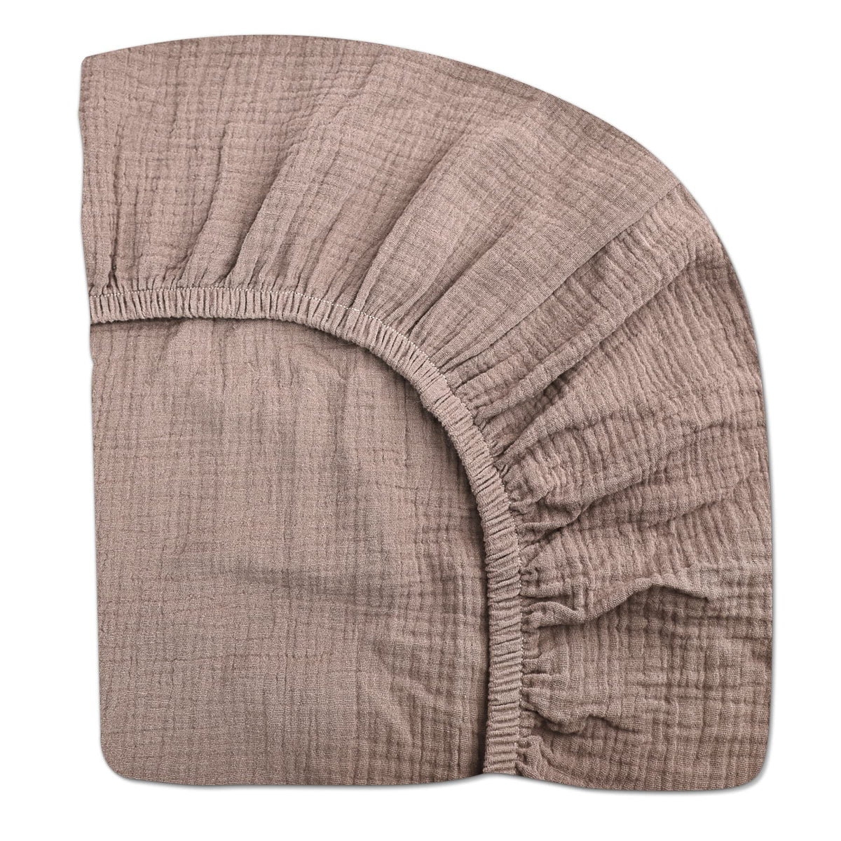 Meowcards crib sheets: soft muslin close-up showing breathable, gentle fabric