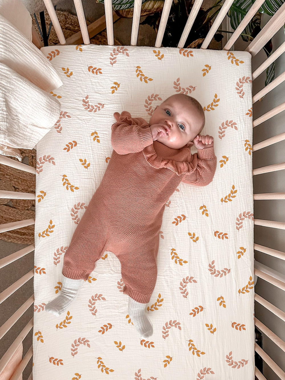 Meowcards crib sheets soft texture closeup machine washable for busy families.