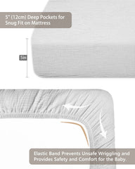 MeowCards mini crib sheet dimensions 24x38x5 inches for easy compatibility.