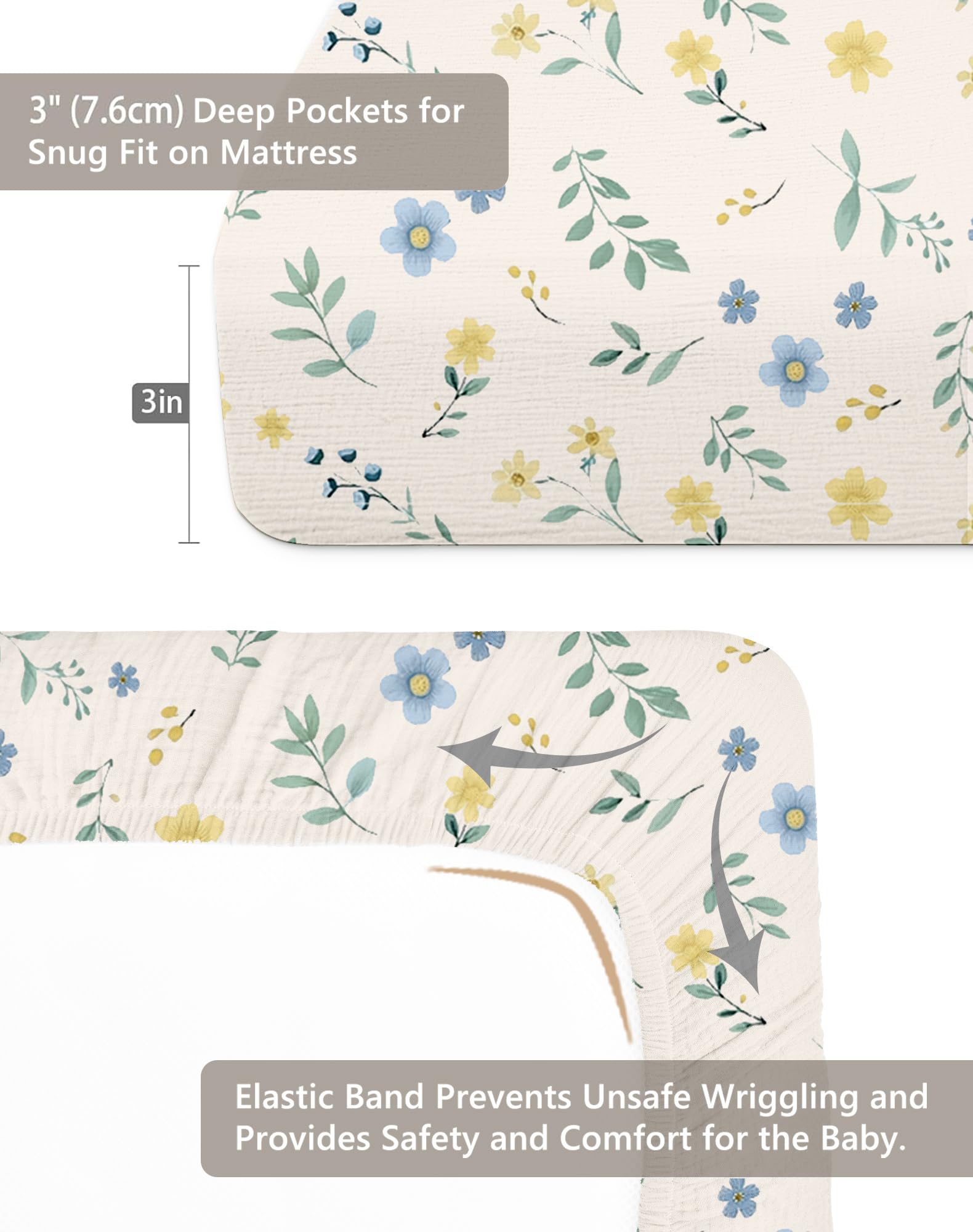 Meowcards mini crib sheet pack and play fit demonstrates easy sizing for travel-ready naps