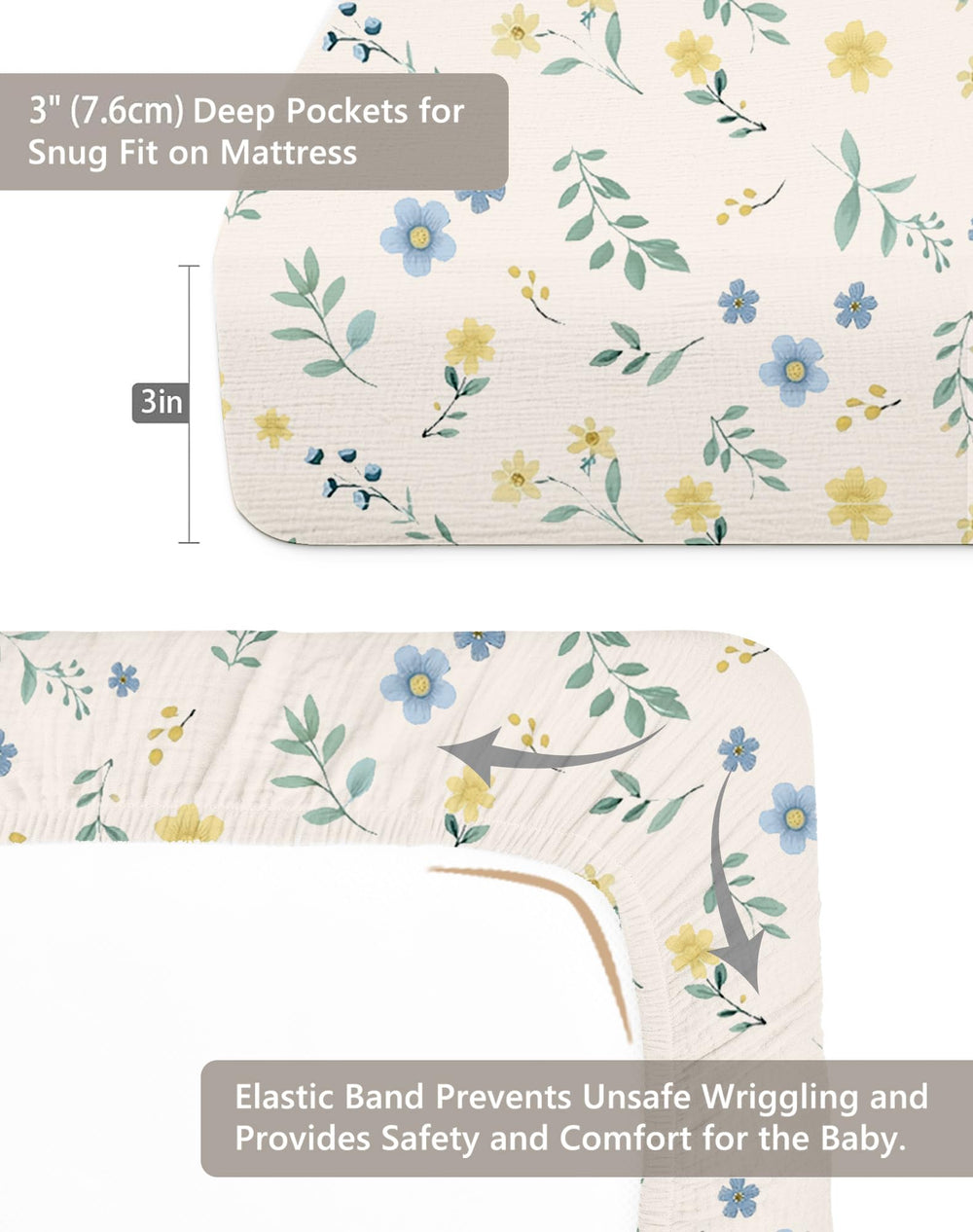 Meowcards mini crib sheet pack and play fit demonstrates easy sizing for travel-ready naps