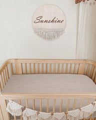 Meowcards mini crib sheet demonstrates Pack N Play and mini crib fit at 24x38