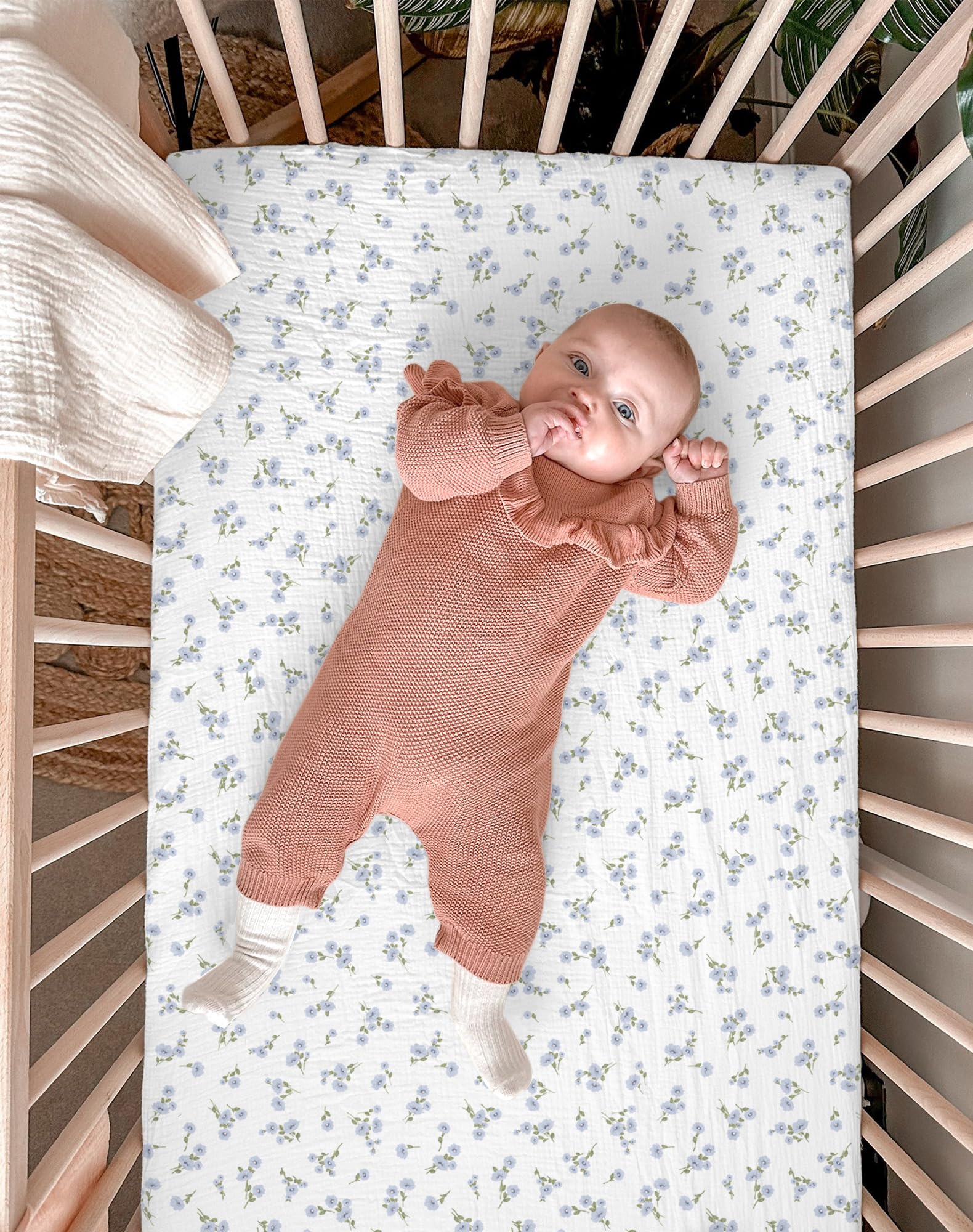 Meowcards mini crib sheets machine washable and quick-dry icon emphasizes easy cleaning