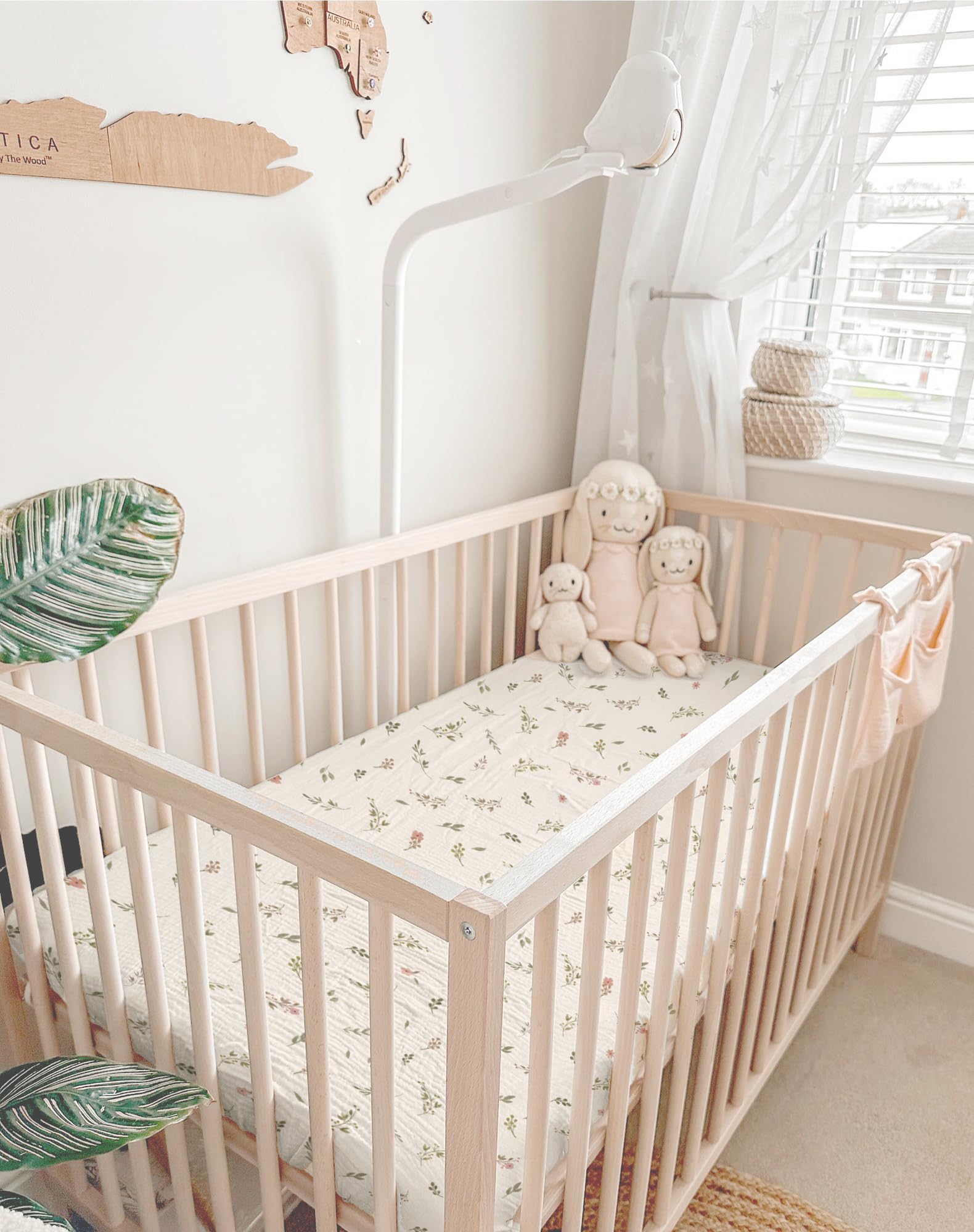 Meowcards mini crib sheets muslin closeup shows soft texture ideal for gentle skin.