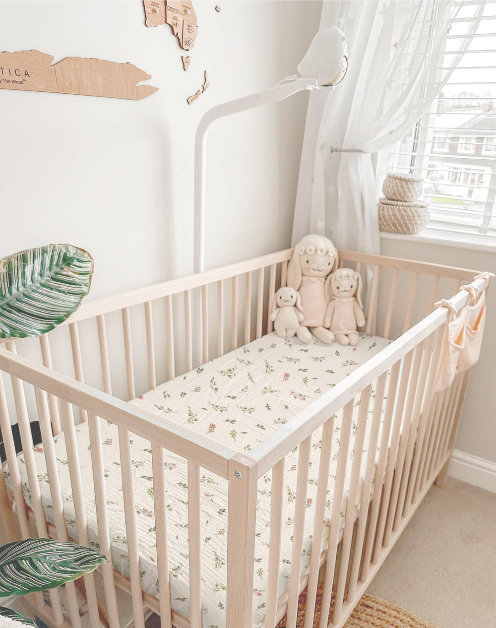 Meowcards mini crib sheets muslin closeup shows soft texture ideal for gentle skin.