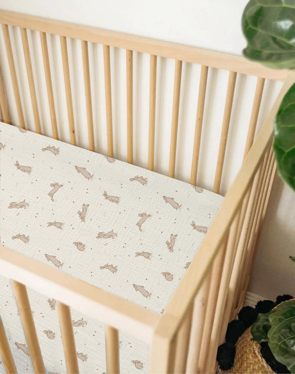 meowcards mini crib sheets muslin closeup shows breathable fabric ideal for delicate skin