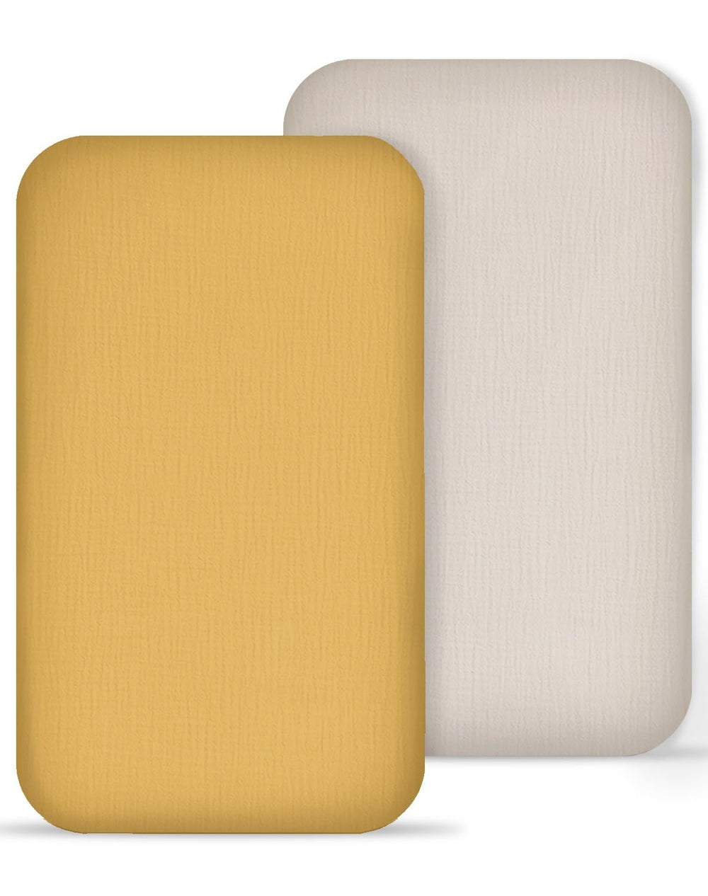 Meowcards muslin bedside bassinet sheets close-up beige mustard, breathable comfort for newborn skin