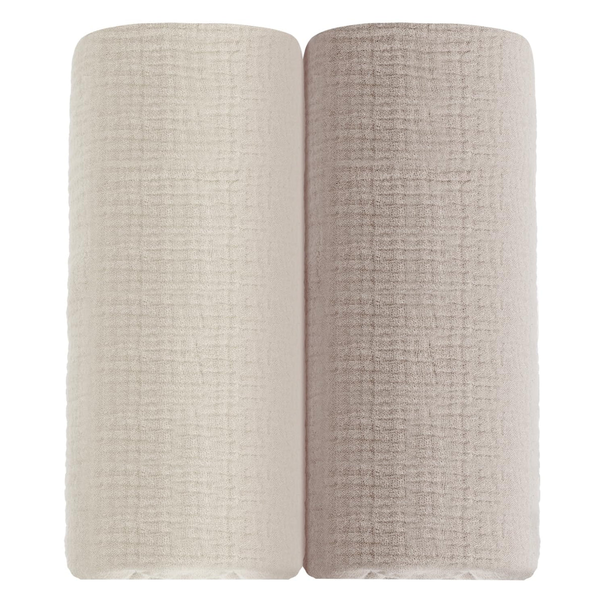 Meowcards muslin swaddle blanket closeup shows breathable double-layer fabric for cozy newborn snuggles.