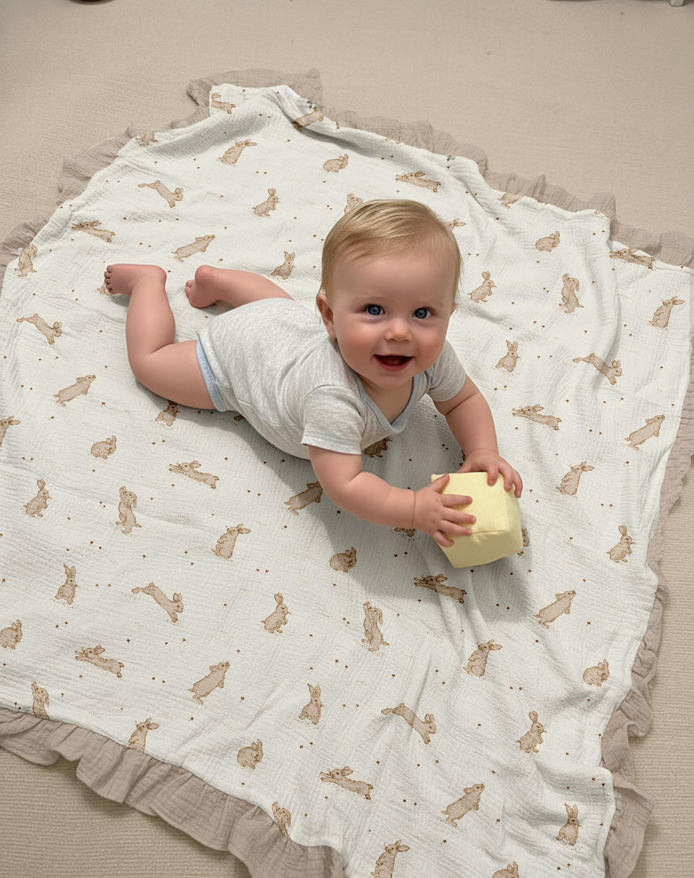 Meowcards Muslin Swaddle nursery essential for on-the-go comfort.