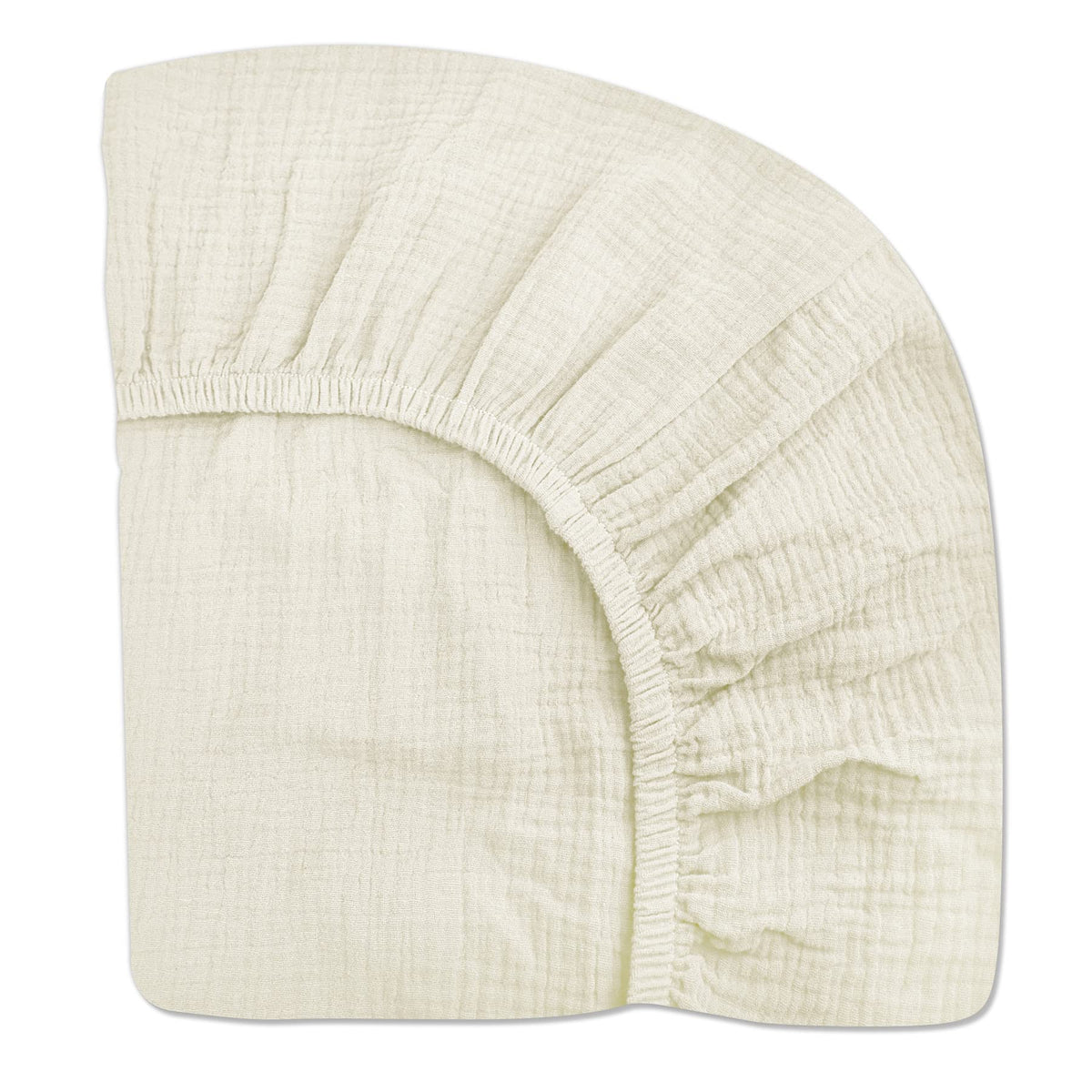 Meowcards pack-n-play sheet cream closeup muslin texture for gentle baby skin