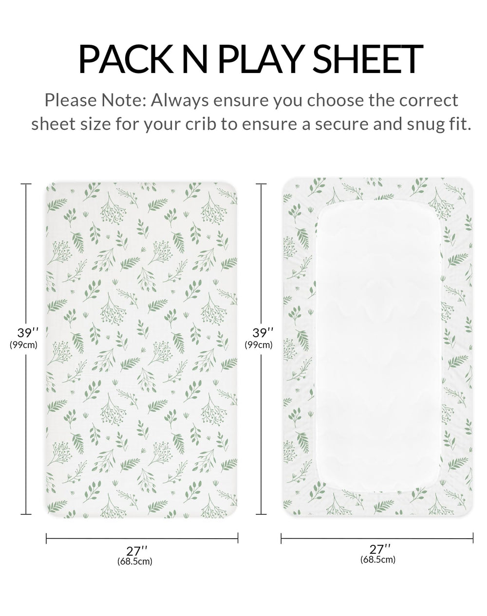 Meowcards Pack-n-Play Sheet crib-fit 27x39 highlights compatibility with most playards