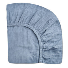 Meowcards pack n play sheet soft muslin blue texture promotes gentle sleep