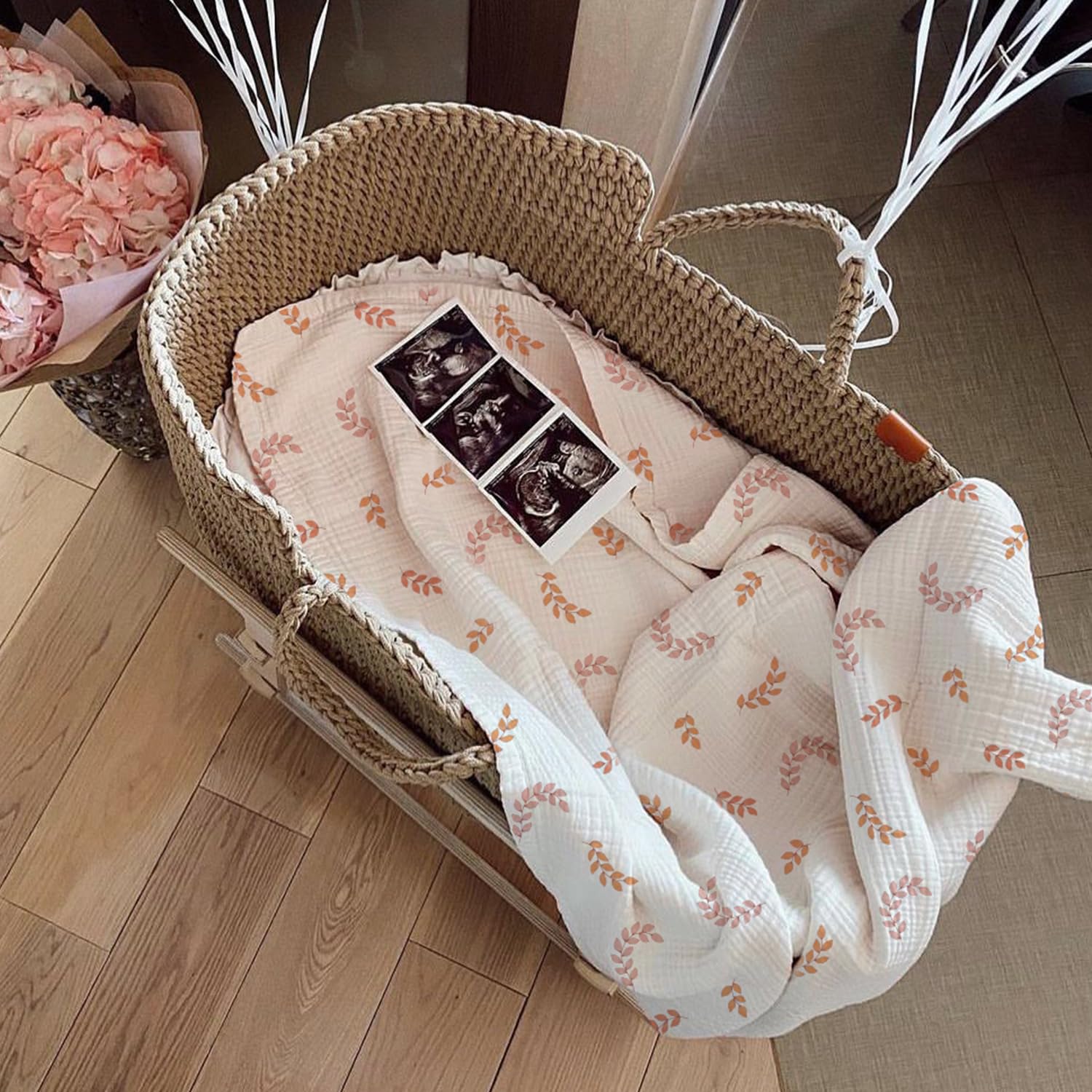 Meowcards swaddle blanket leaf stroller-blanket shows portable comfort on outings.