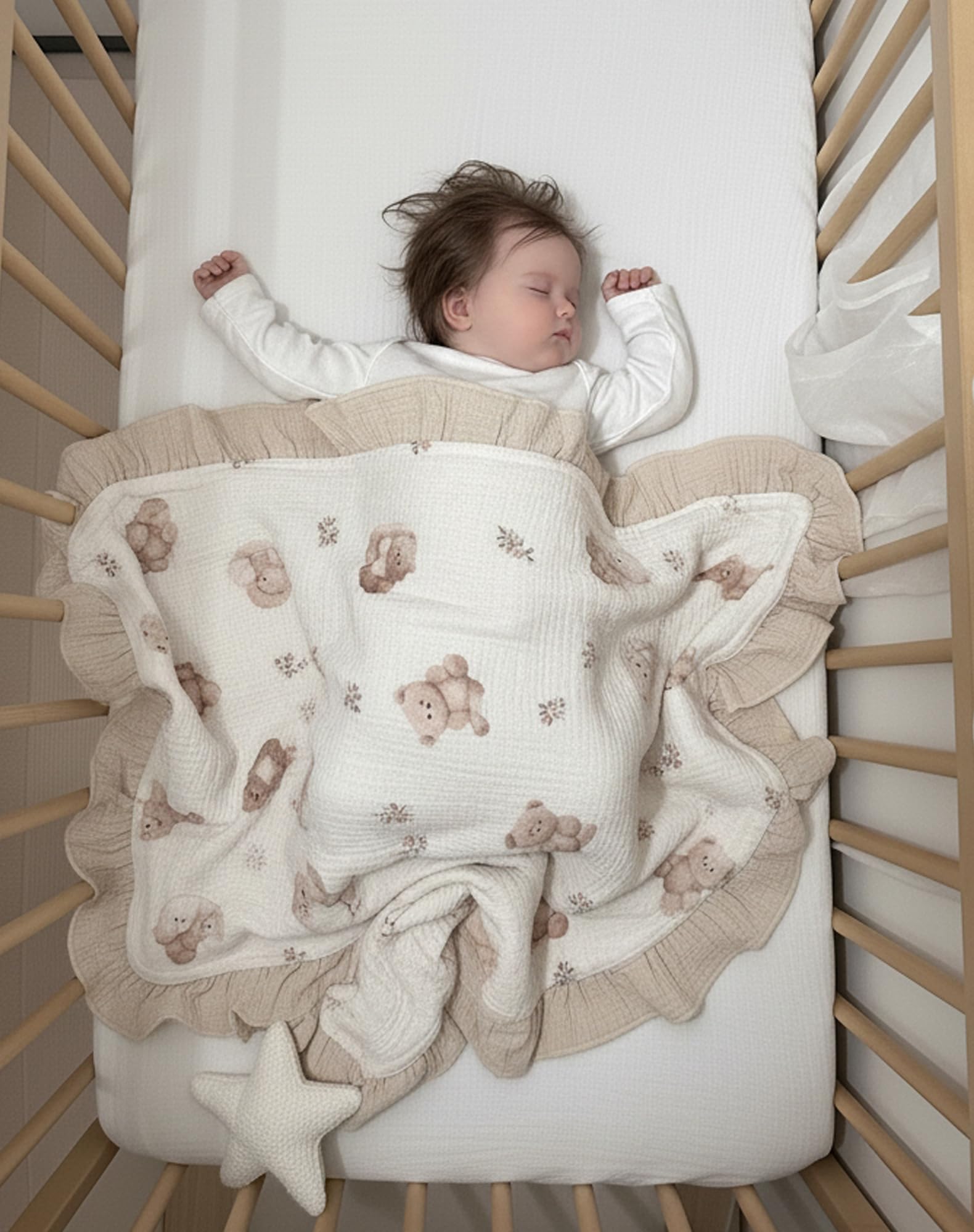 Meowcards teddy-friends-printed swaddle gift-ready presentation ideal for registry.