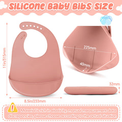Mepase 3d-pocket silicone bib: built-in pocket catches crumbs and spills during feeding.