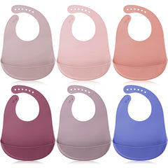 Mepase 6-pcs silicone bibs colorful: vibrant colors help quick outfit matching at mealtime.