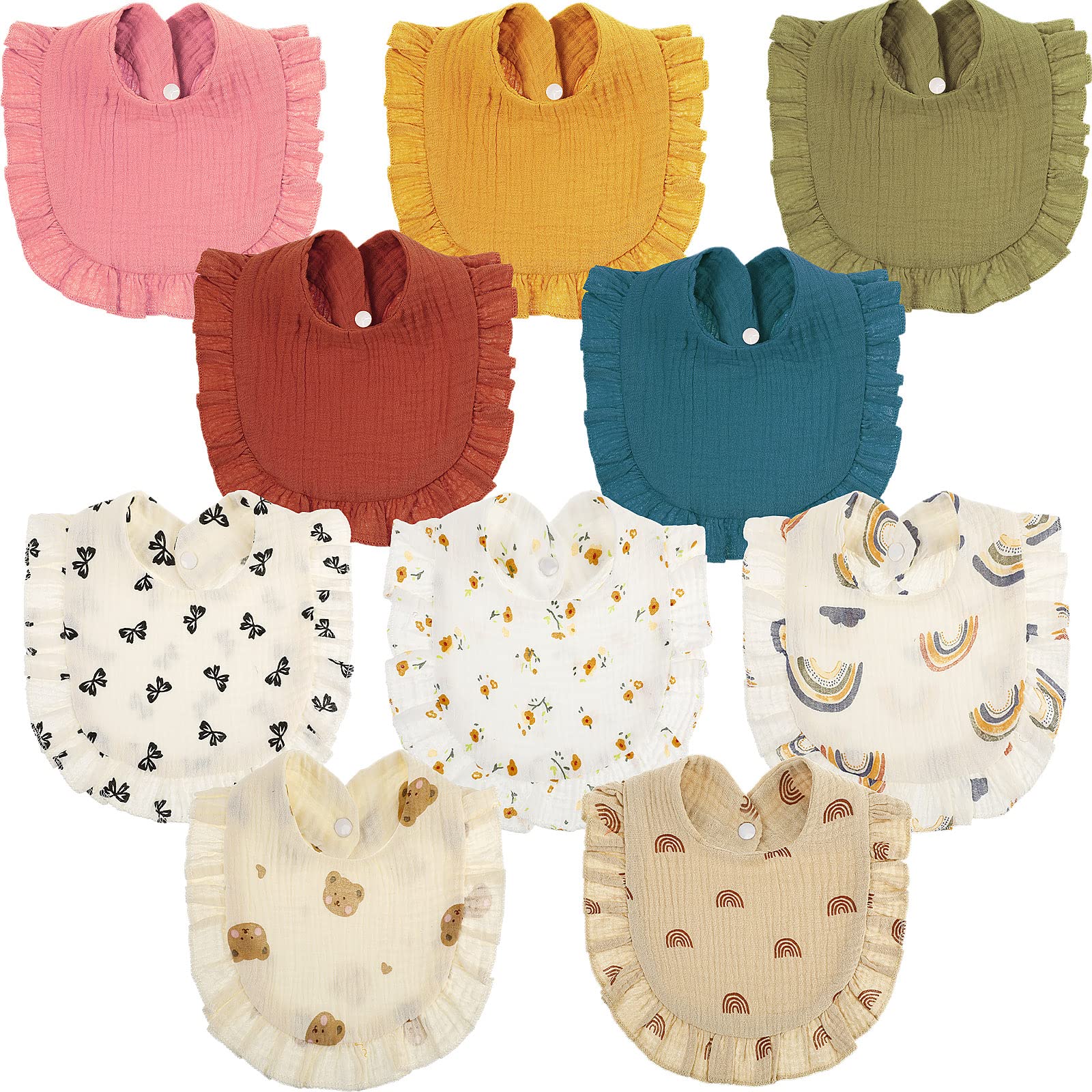 Mepase baby bibs in variety styles for versatile drool management and outfit pairing.