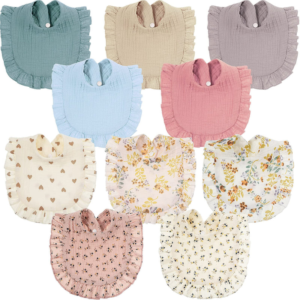 Mepase muslin bibs show different styles for versatile daily outfits