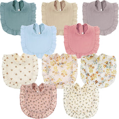 Mepase muslin bibs show different styles for versatile daily outfits