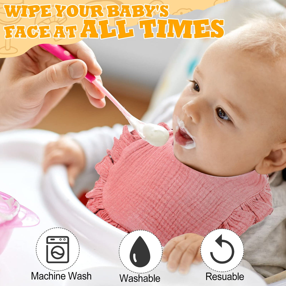 Mepase bibs with a ruffled design add a cute, stylish daily look.