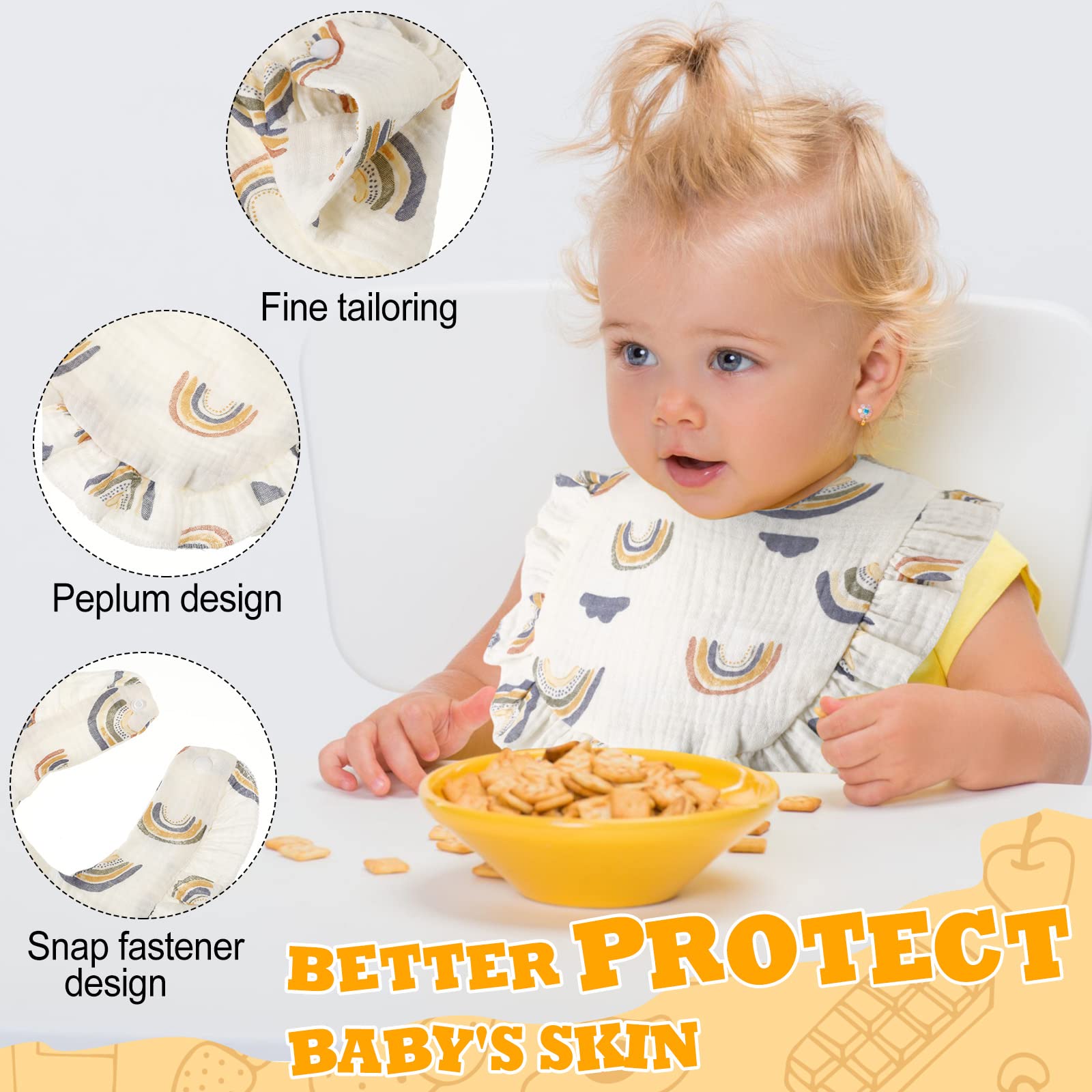 Mepase bibs feature a cute ruffled design for stylish daily outfits.