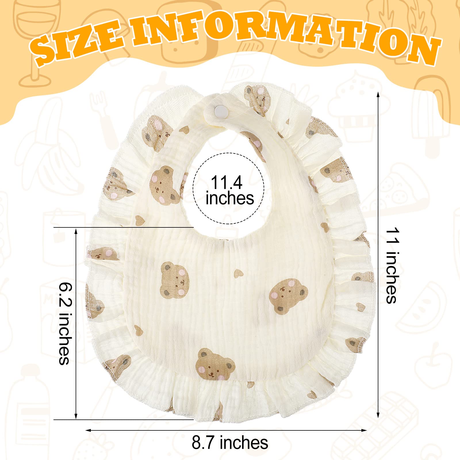 Mepase muslin bibs with soft breathable cotton for skin-friendly comfort.