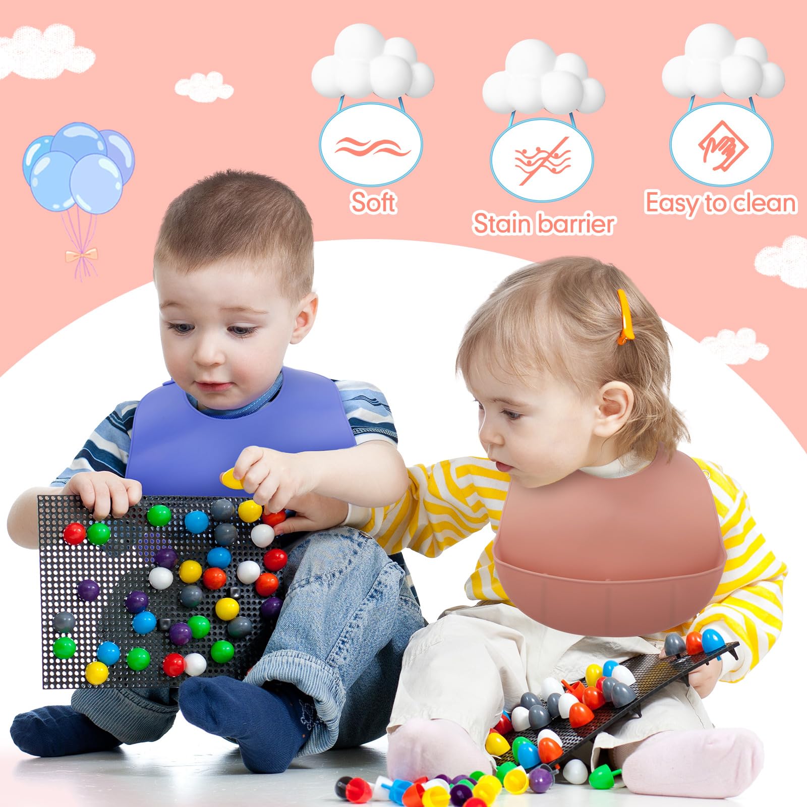 Mepase unisex silicone bib: suitable for boys and girls during feeding.
