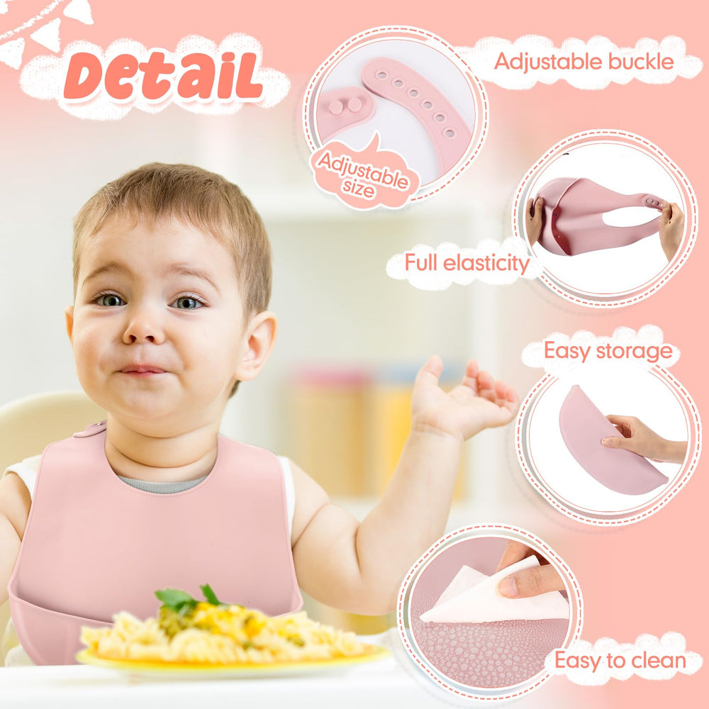 Mepase waterproof silicone bibs: easy to wipe clean after messy meals.