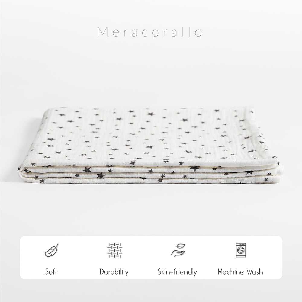Meracorallo Muslin Swaddle blanket 110 cm square demonstrating generous size