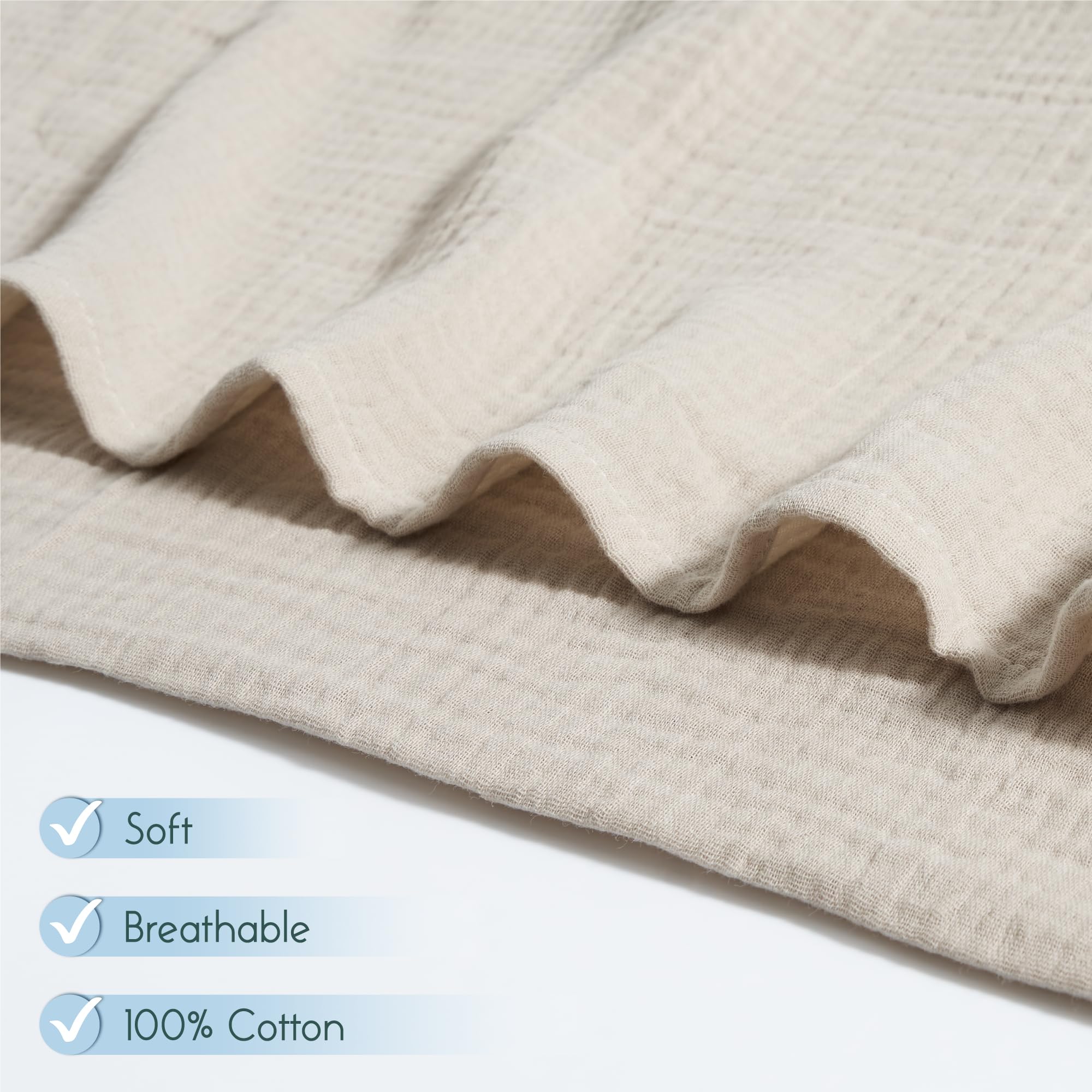 Meracorallo muslin swaddle blanket laid flat to show breathable 100 percent cotton material.