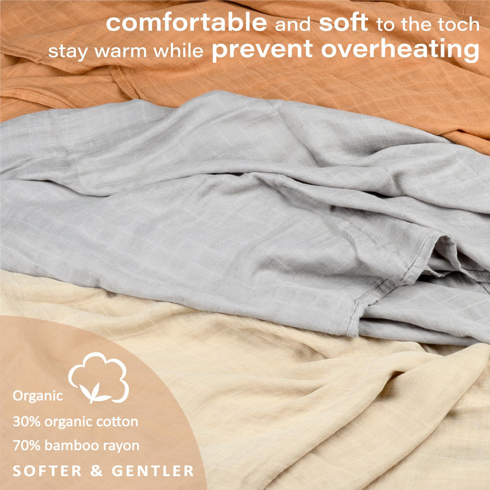 Meracorallo muslin swaddle blanket baby swaddling example shows snug, breathable cuddle
