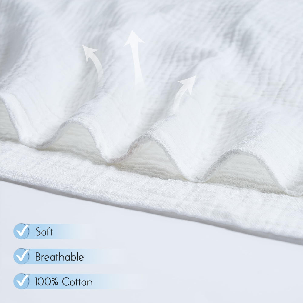 Meracorallo muslin swaddle blanket breathable weave promotes comfortable sleep.