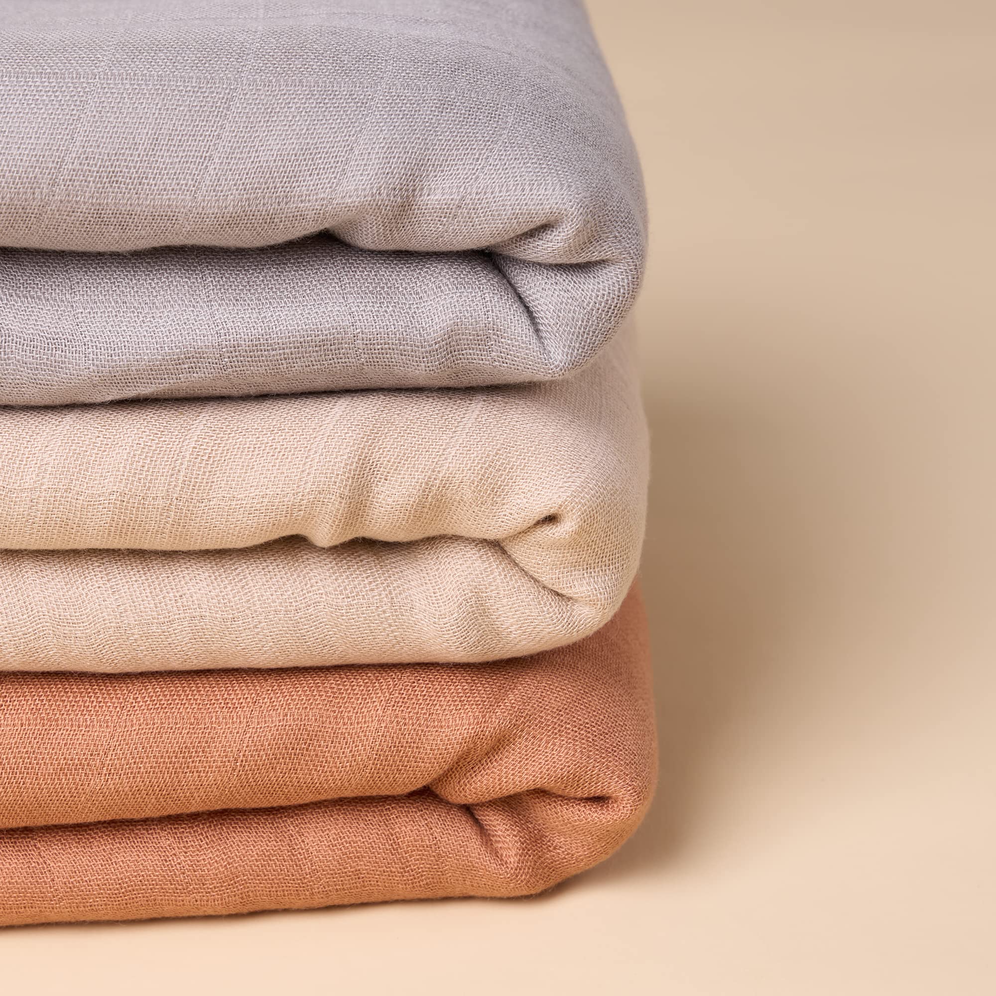 Meracorallo camel swaddle measures 47 by 47 inches for versatile use