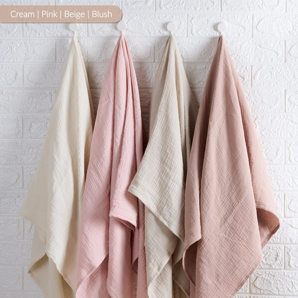 Meracorallo Muslin Swaddle Blanket cream color ambiance highlighting nursery-friendly aesthetic.