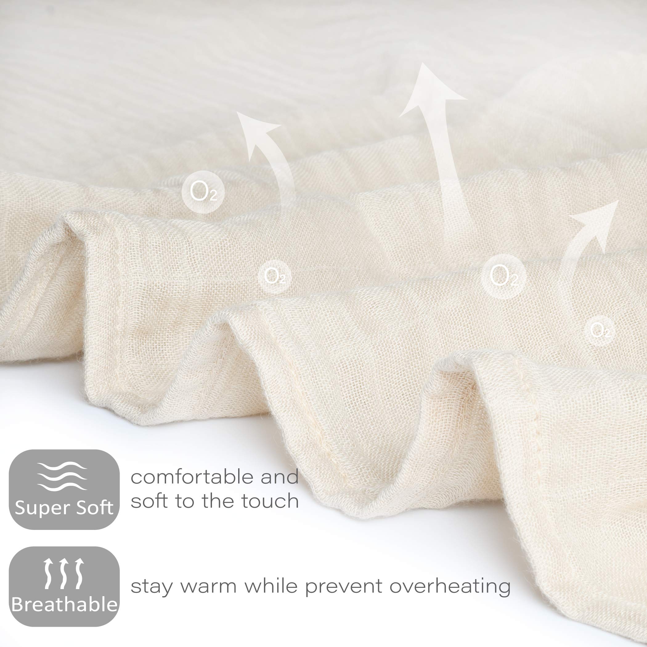 Meracorallo muslin swaddle blanket folded trio demonstrates compact storage and easy packing
