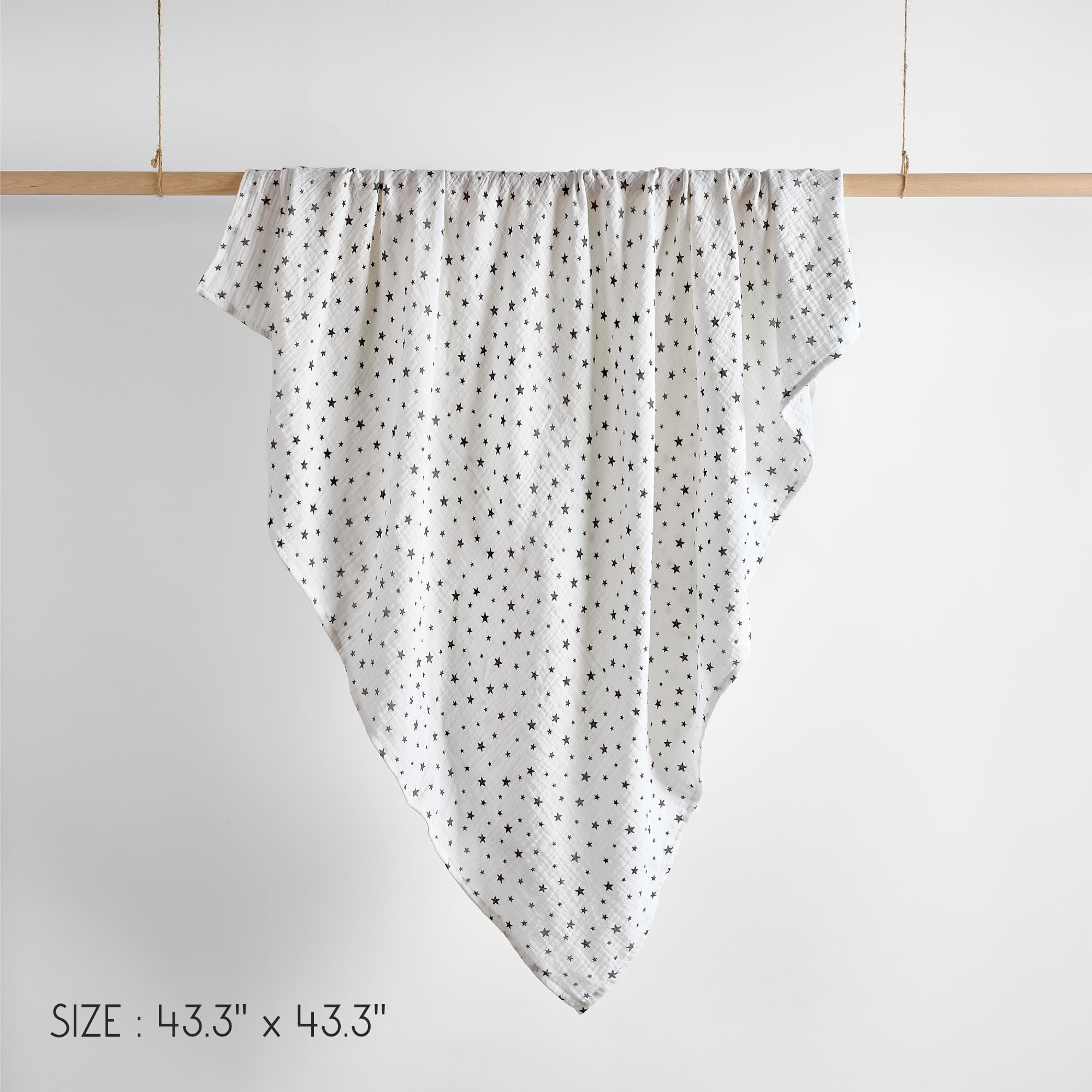 Meracorallo Muslin Swaddle blanket gift-ready packaging and star pattern