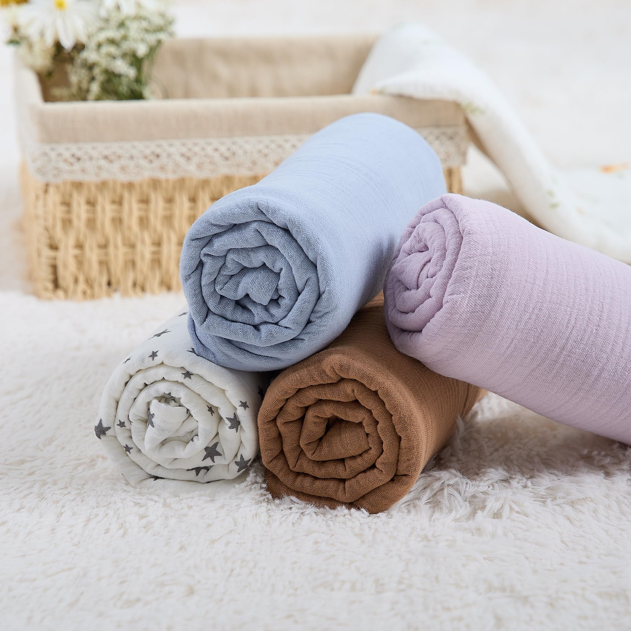 Meracorallo Muslin Swaddle blanket machine washable for easy care