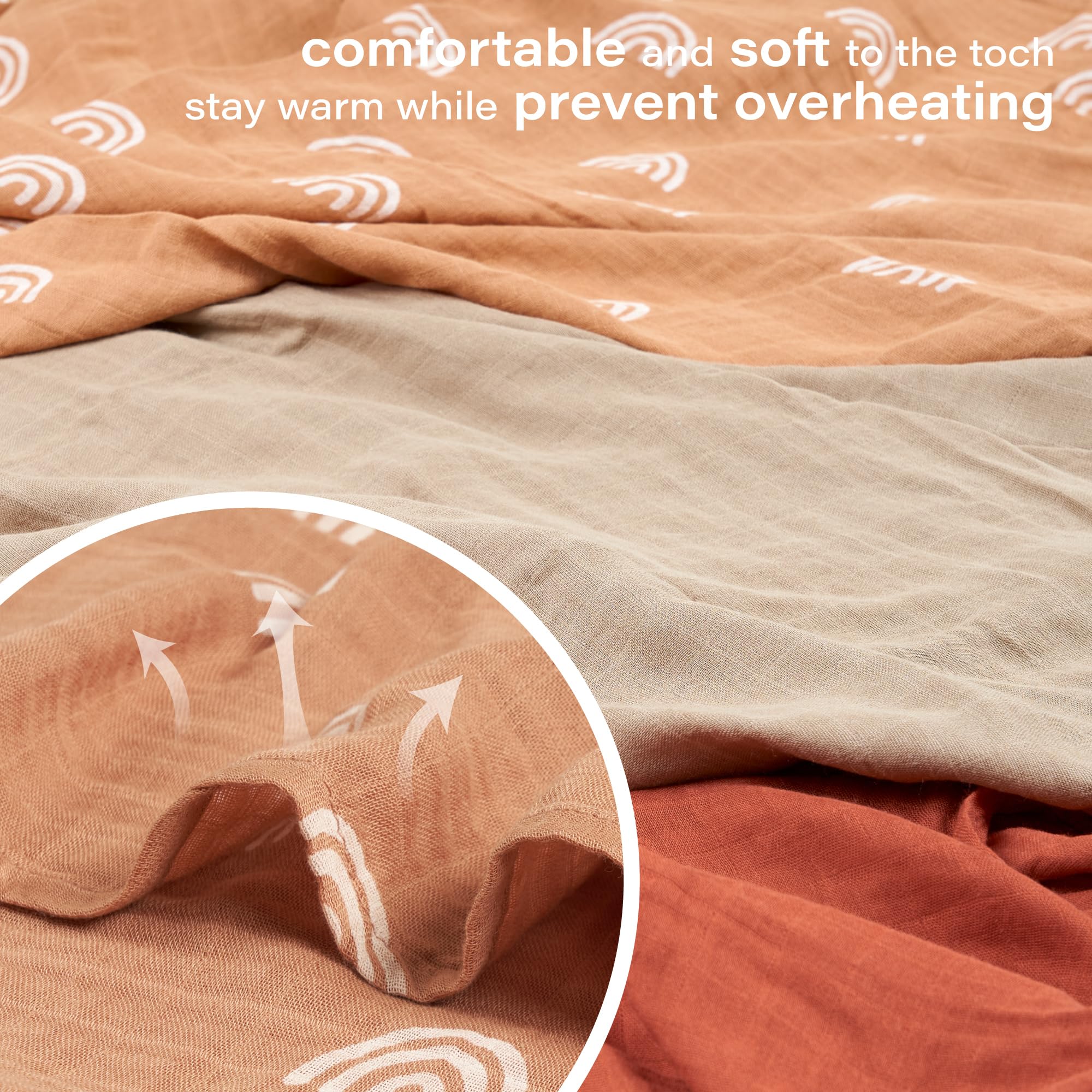 Meracorallo Muslin Swaddle Blanket rainbow pattern adds cheerful vibe during naps.