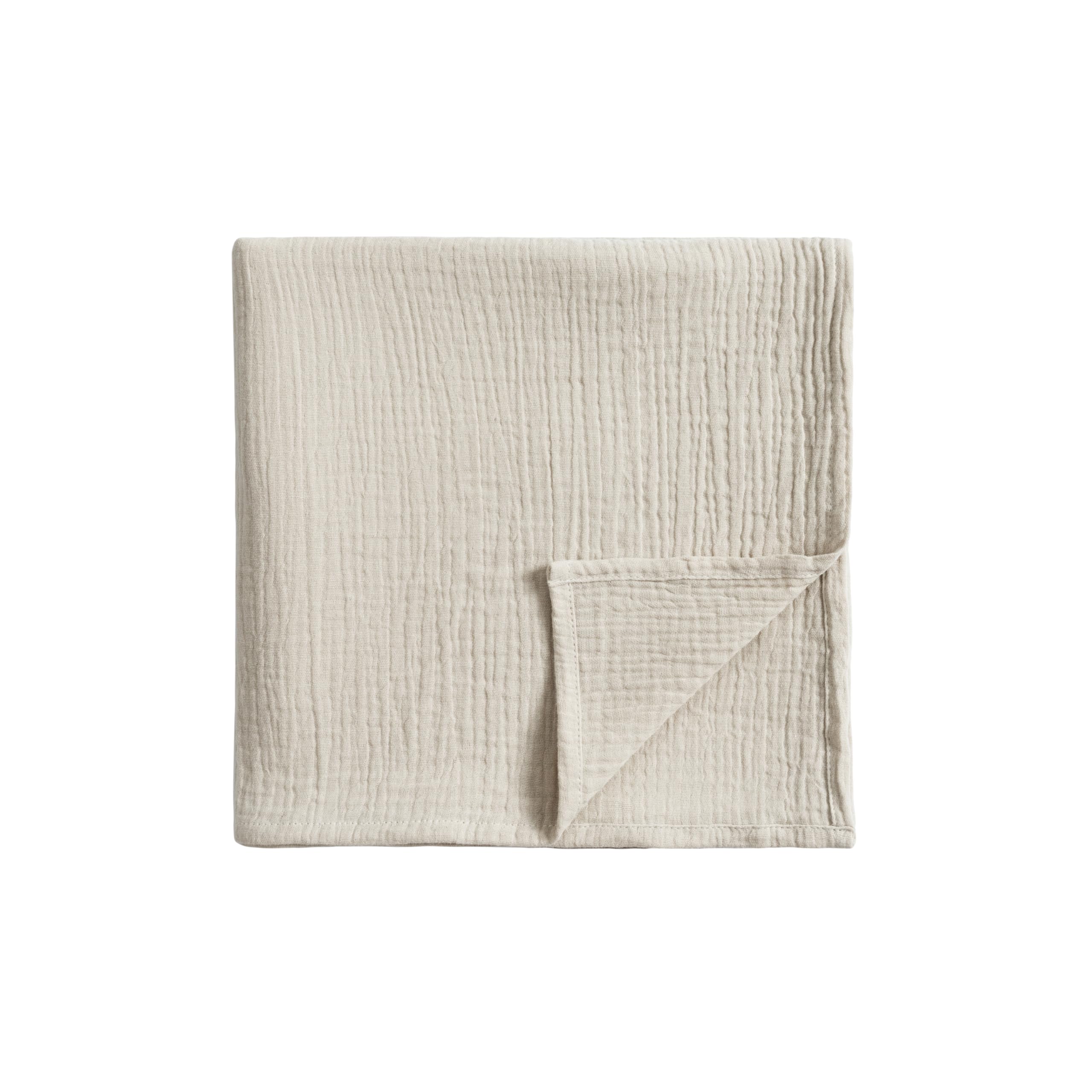 Meracorallo muslin swaddle blanket beige shows gentle, breathable cotton for baby comfort.