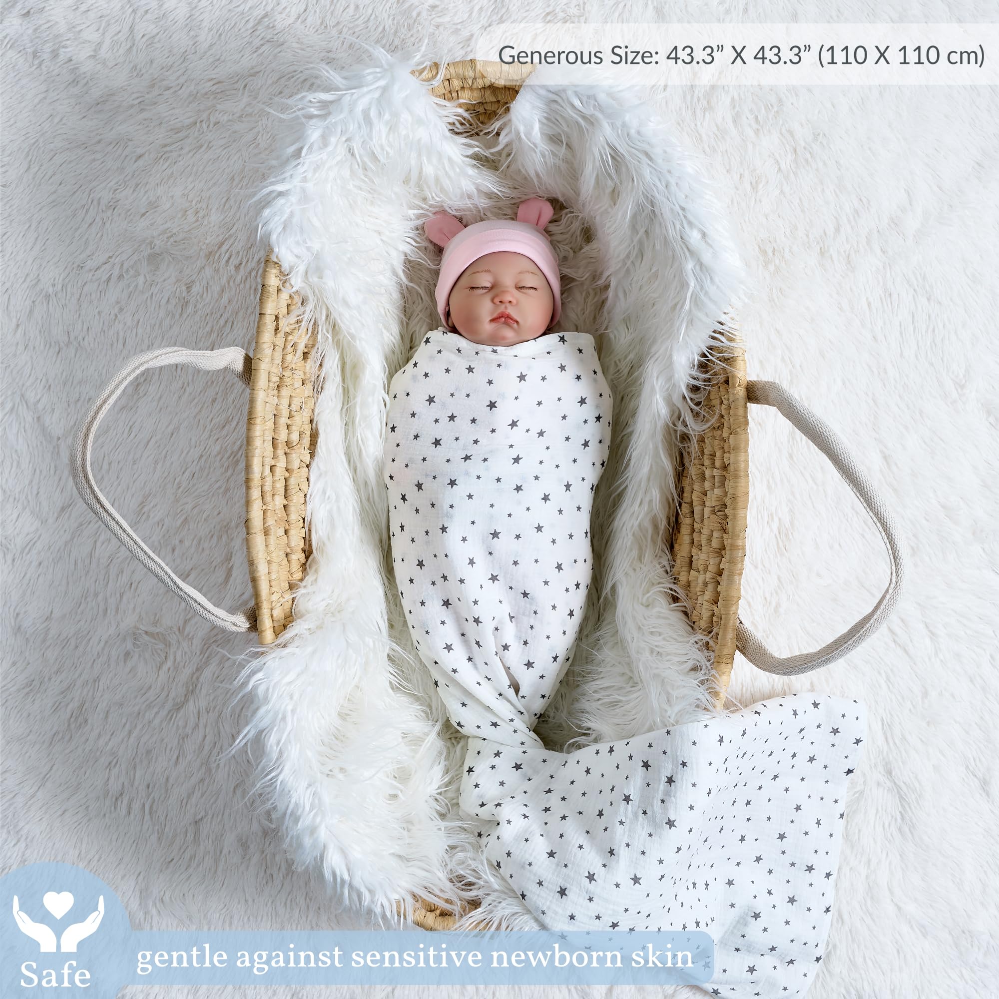 Meracorallo Muslin Swaddle blanket soft texture close-up for gentle baby skin