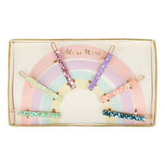 Meri Meri Rainbow Hair Clips pack in six colors for playful everyday styling.