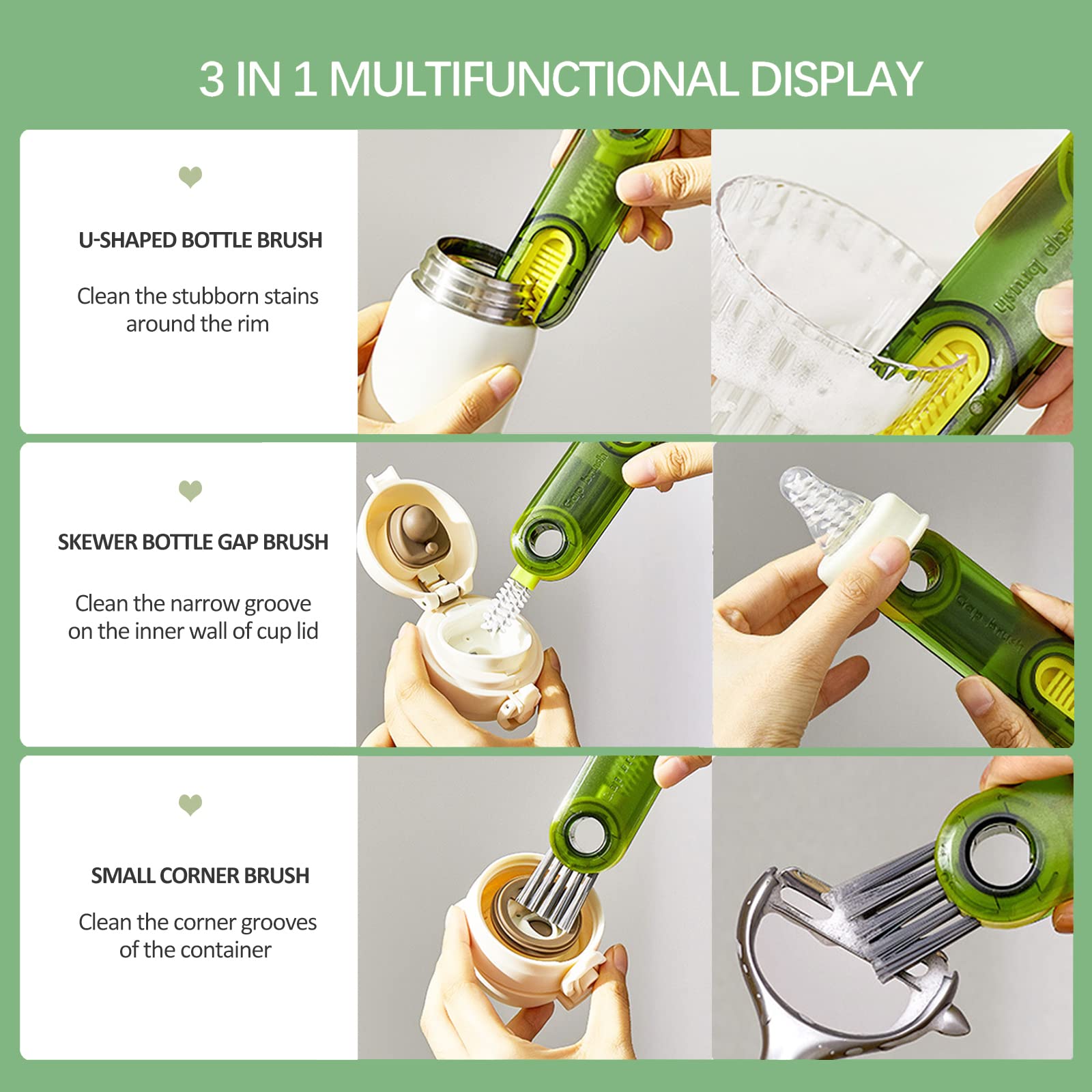 Meritpick u-shaped mouth brush highlights easy access to the rim for stubborn stains.