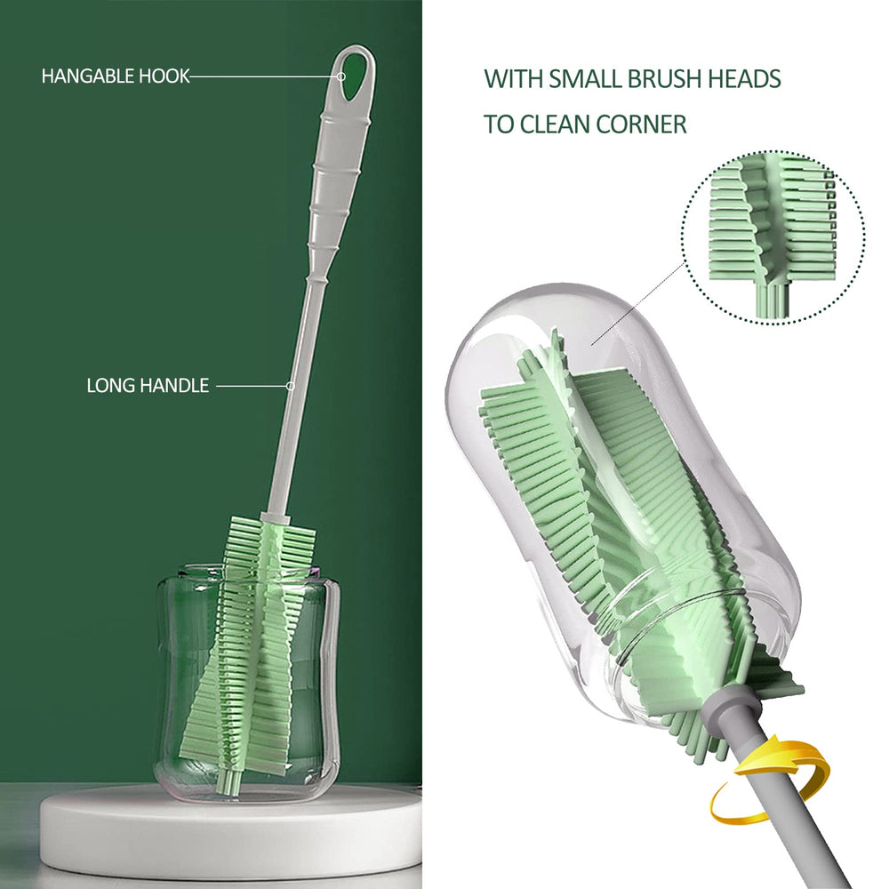 Meritpick long-handle silicone bottle brush reveals scratch-free interior cleaning.