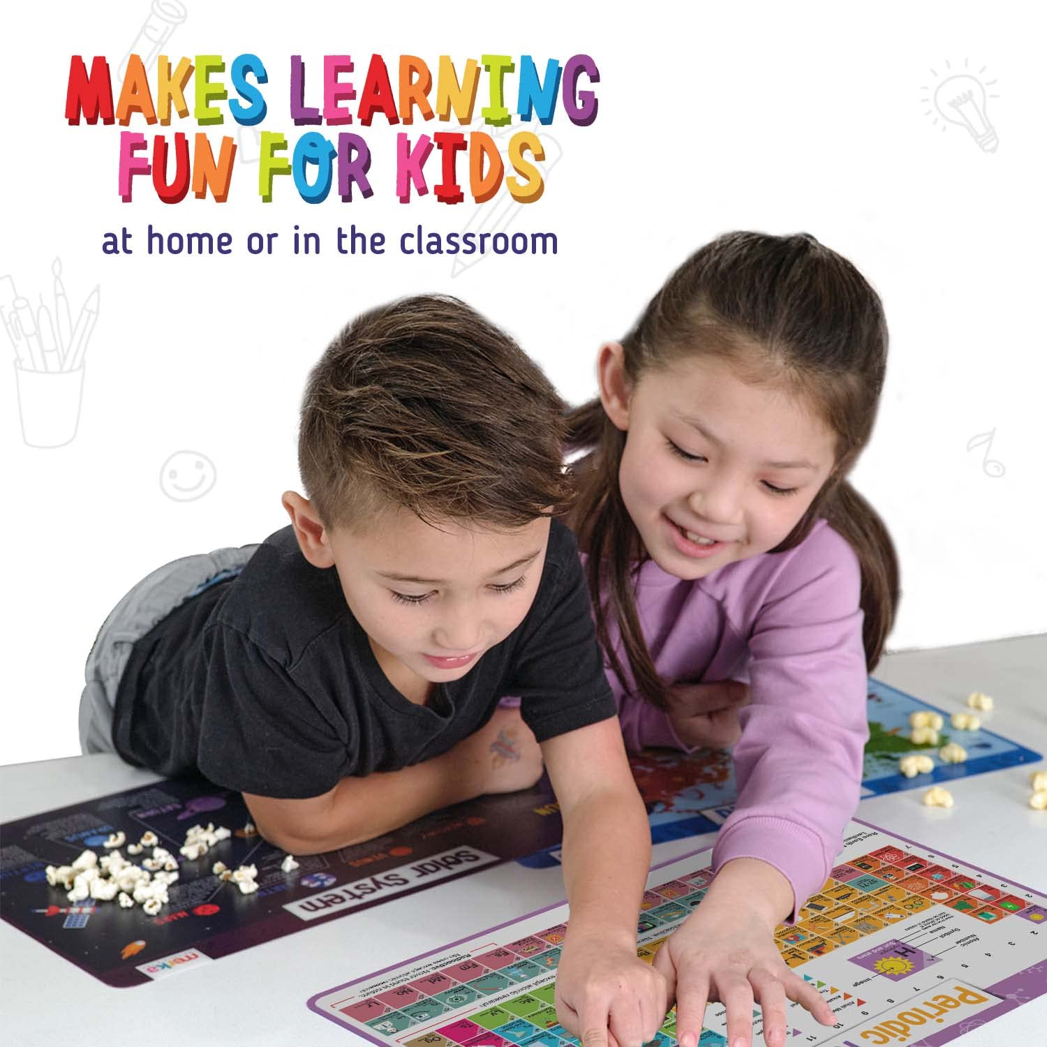 Merka 17 by 11 inch placemats offer ample space for meals and lessons.